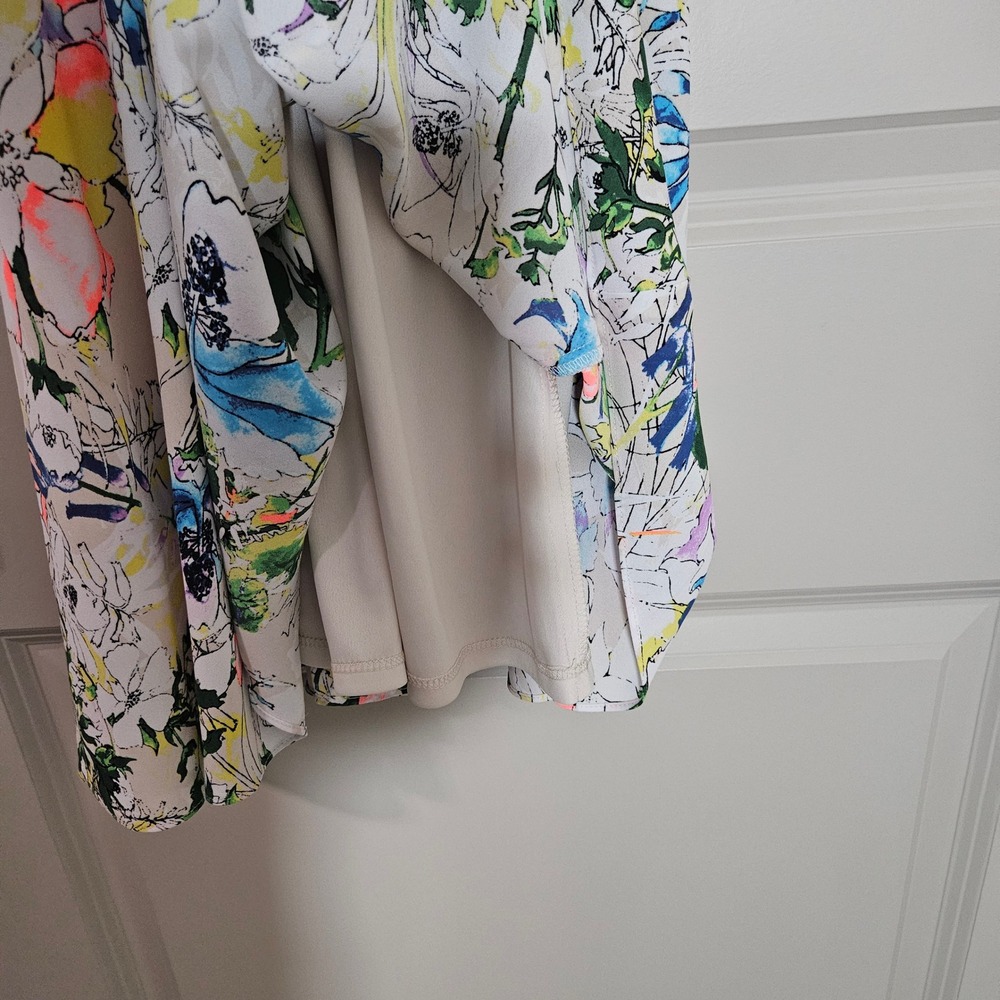 Express Floral Halter Neck Mini Dress Watercolor Pleated Sleeveless Multi 10 NEW - Picture 6 of 12